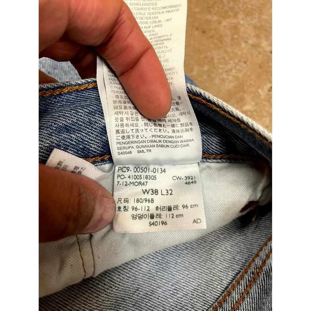 Levi's 501 Straight Jeans Men 38x32 Blue‎ Denim Stonewash Cotton Original Fit